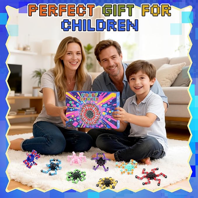 36PCS Transformable Fidget Spinners,Fidget Party Favors,Sensory Bulk Robot Fidget Stress Relief Toys for Kids Boys Girls 8-12,Fingertip Gyros Sensory Toys for ADHD
