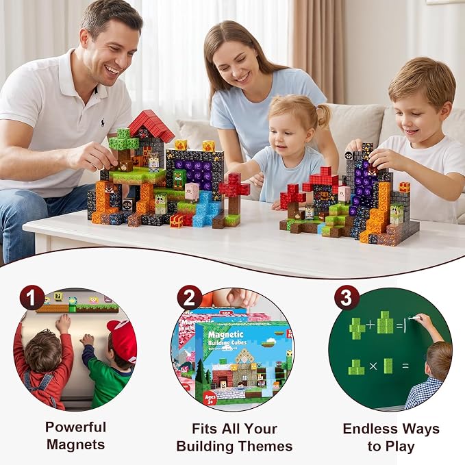 200PCS Magnetic Blocks, Magnetic Building Blocks, 0.78in Magnetic Building | STEM Game Stacking Toys for Kids, Birthday Gifts for Boys and Girls Age 3+ Years Old