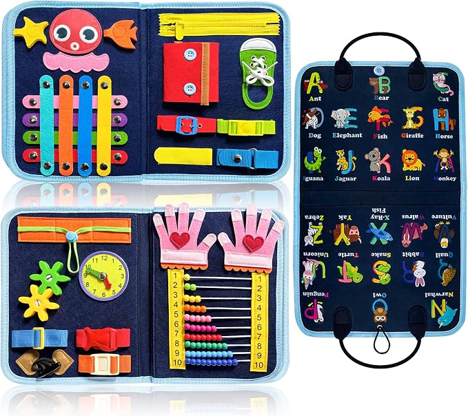 Busy Board Montessori Toys for Toddler Boy Girl Gifts Busy Book | Sensory Toys, Airplane Car Travel Toy, Learning Educational Toys, Activity Book, Toddler Activities, Fine Motor Skills