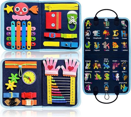 Busy Board Montessori Toys for Toddler Boy Girl Gifts Busy Book | Sensory Toys, Airplane Car Travel Toy, Learning Educational Toys, Activity Book, Toddler Activities, Fine Motor Skills
