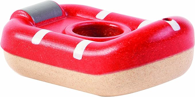 PlanToys® Wooden Coast Guard Boat with Driver, Waterproof Kids Bath Toy | wooden coast guard boat with driver, waterproof bath water play, montessori rescue imaginative play, fine motor, kids toddler
