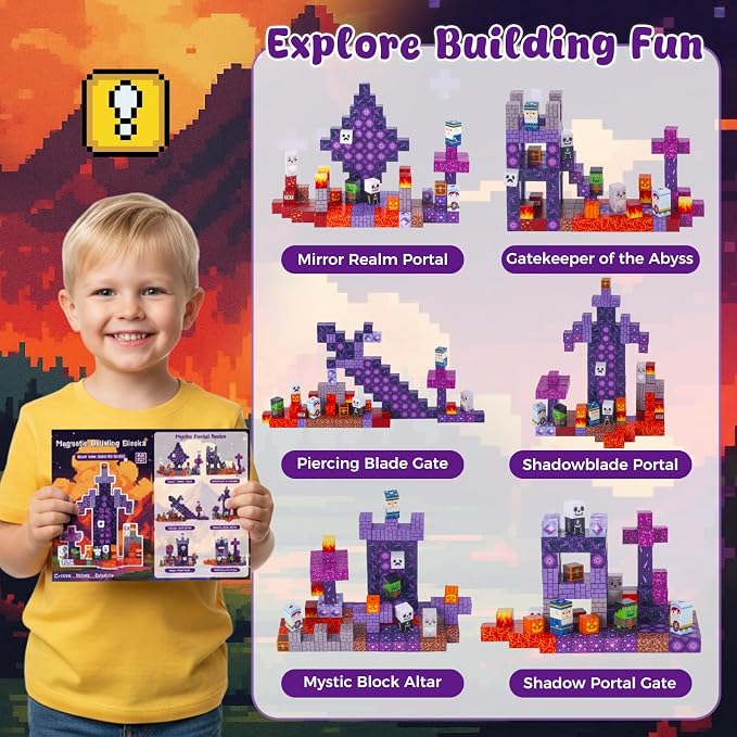 3 otters 150PCS Magnetic Building Blocks, with a Storage Bag, Portal | for Kids, Stem Learning, Easy Storage and Portability, Develops Spatial Awareness and Creativity, Birthday Gifts