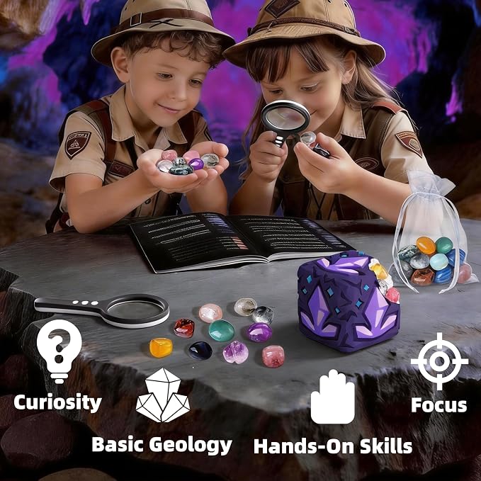 GobiDex Gemstones Dig Kit for Kids Ages 6-12, Excavate 16 Real Gemstones | STEM Science Toy, Archaeology & Geology Science Gift for Boys and Girls Age 6+