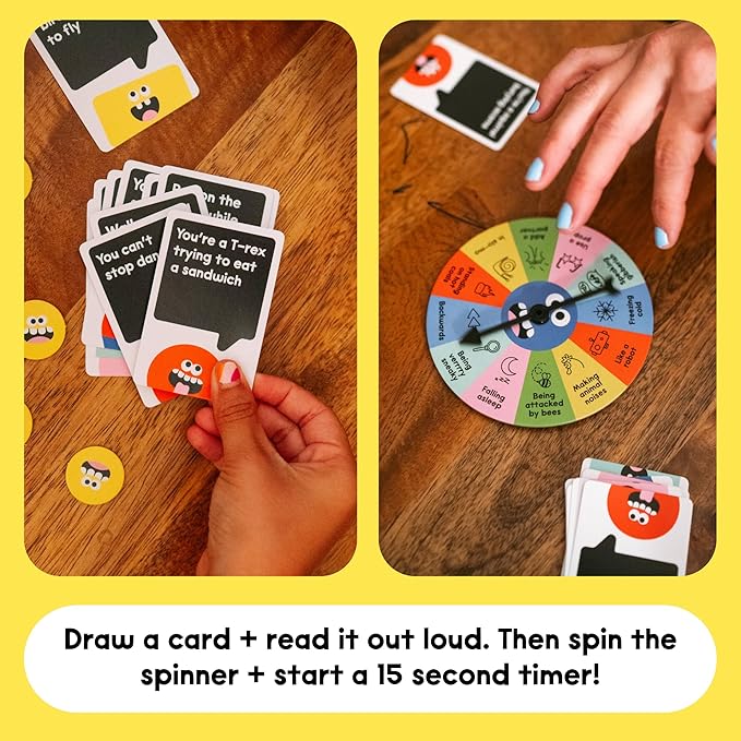 Laugh Attack | Don't Laugh Challenge Card Game for Kids & Families | Age 5+ | 200 Prompt Cards, 18 Laugh Tokens, 1 Spinner, 3+ Players, Kids Gift for Boys & Girls, Funny Game, Family Game Night