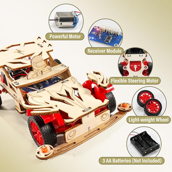 STEM Toys for Ages 8-13, Remote Control Model Car Building Science Kits | 8 9 10 11 Year Old Boys Birthday Gifts, STEM Kits for Kids Age 8-10 12-14 Crafts Projects 8-12, 3D Wooden Puzzles Girls