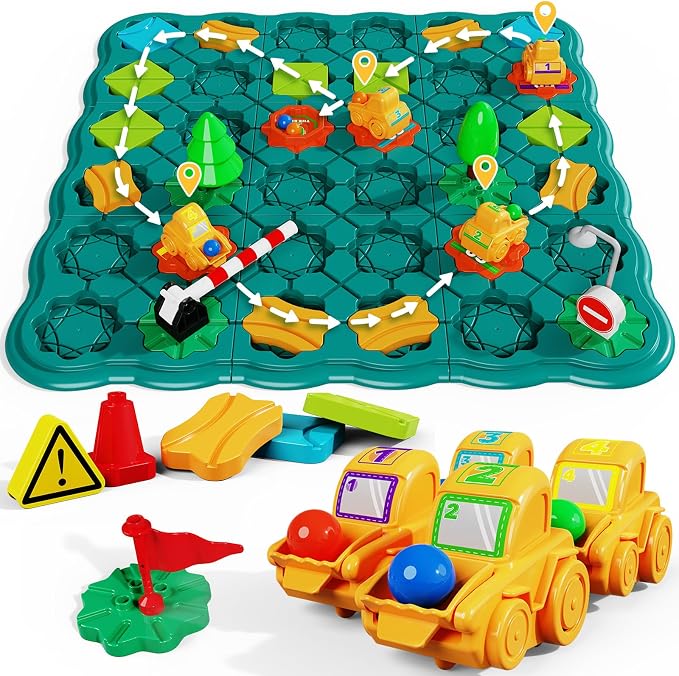 STEM Board Games Kids Toys, Maze Brain Teaser Puzzles Learning Games, Logic Road Track Building Blocks Educational Montessori Preschool Birthday Boys Girls Gifts for Kids Ages 3 4 5 6 7 8 Year Old