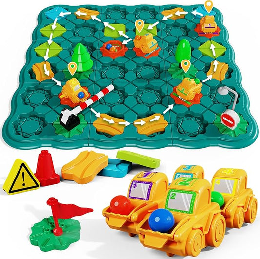 STEM Board Games Kids Toys, Maze Brain Teaser Puzzles Learning Games, Logic Road Track Building Blocks Educational Montessori Preschool Birthday Boys Girls Gifts for Kids Ages 3 4 5 6 7 8 Year Old
