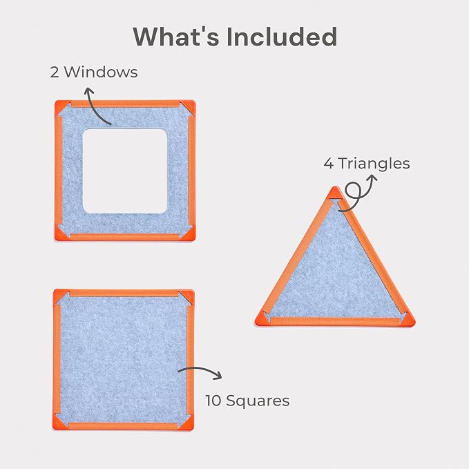 Superspace Giant Magnetic Fort Building Panels - The Little Set, Orange, 16 Panels, Life-Size Magnetic Tiles for Kids, Build Forts Castles Nooks, Eco-Felt STEM Toy Ages 3+, Indoor & Outdoor