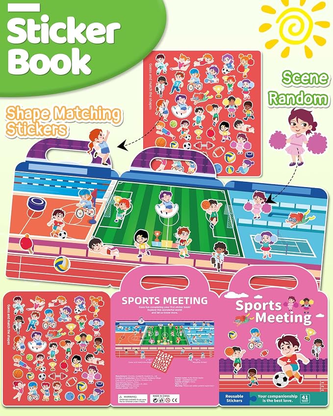Benresive Reusable Sticker Book for Toddlers, Travel Stickers for Kids | Toddler Travel Activities Toys, Birthday Gifts for Boys & Girls, Airplane Travel & Road Trip Essentials Kids