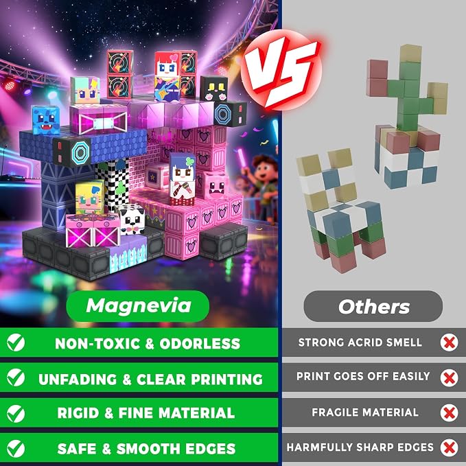 150Pcs Magnetic Blocks, Musical Band Magnetic Building Blocks, Constructions Toys for Kids Age 3 4 5 6 7 8 9 10, STEM Montessori Stacking Toy Boys & Girls Birthday Chritmas Gifts