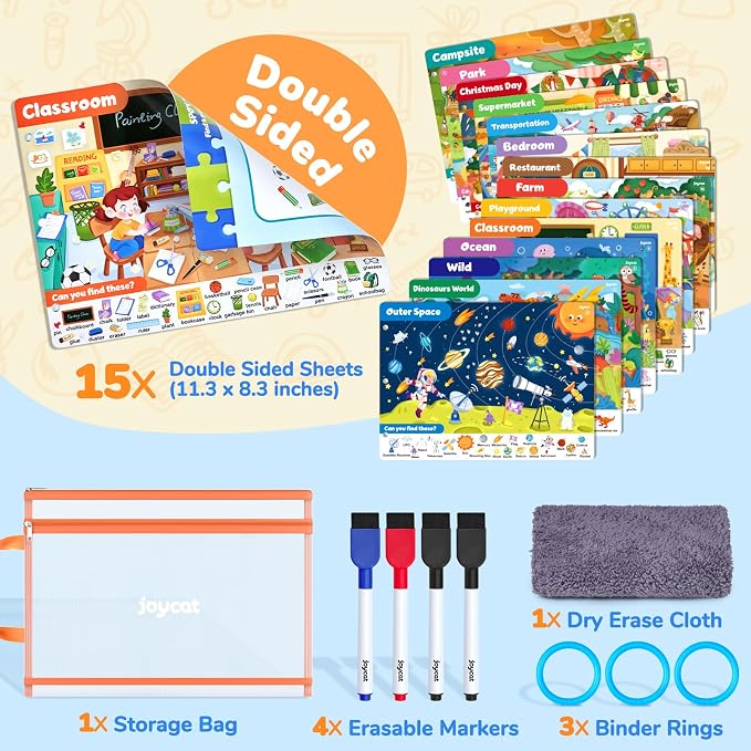 JoyCat Seek & Find Game Books - Preschool Learning Activity for 3-8 | Toddlers & Kids, Travel Activities Toys for Road Trip Car Airplane, Busy Book, Birthday Gifts for Girls and Boys Ages 4-8