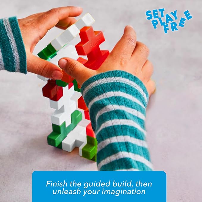 PLUS PLUS Big 15 Piece Holiday Mix - Large Building Blocks for Toddlers | Quiet Stem Toys for Toddlers, Prek Classroom Essentials, Waffle Blocks Jumbo, Stem Bins, Stocking Stuffers for Little Kids