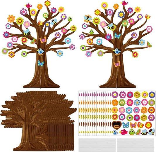 Cinrobiye 30 Set Spring Craft Kit Flower Bird Butterfly DIY Tree Spring Art Craft Ornaments Making Art Crafts for Toddler Sunday School Classroom Home Preschool Party Activities Favor Decor Supplies