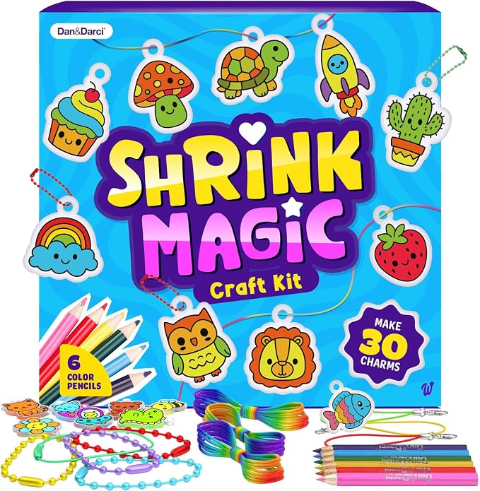 Shrinky Magic Craft Kit for Kids - Shrink Kit for Girls - Birthday Gift | Arts and Crafts for Kids Ages 4-8, 6-8, 8-12 - Gift for Girls 6 7 8 Year Old - Toys for Girls 8-10 - Gift for Boys Ages 6+