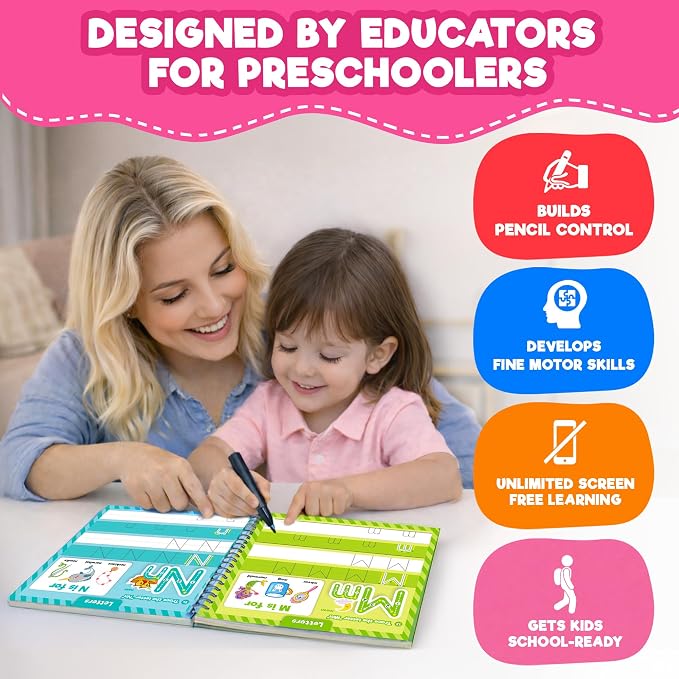Doctor Jupiter Preschool Tracing Books for Toddlers, 3+ Year Old Kids |Learning Activity Books, Unicorn & Princess Educational Toys, 100+ Wipe Clean Preschool & Kindergarten Activities