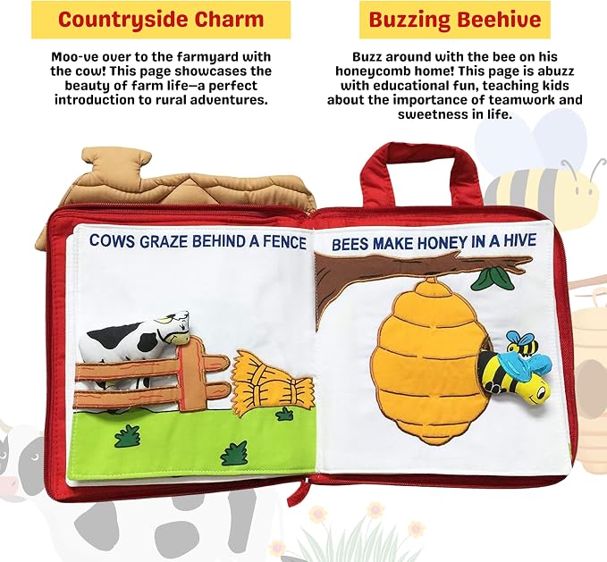 Right at Home Quiet Book, Animal Activity Busy Book for Toddlers and Children