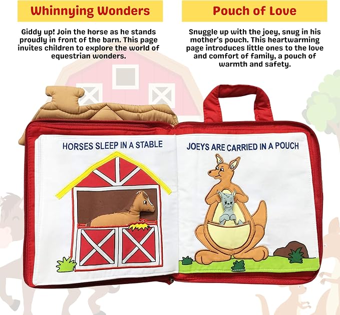 Right at Home Quiet Book, Animal Activity Busy Book for Toddlers and Children