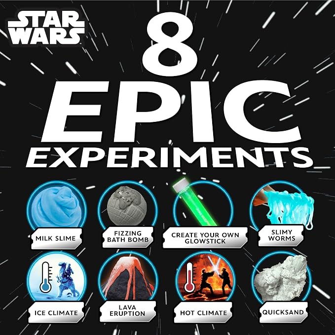 STAR WARS Galactic Chemistry Lab, Science Kit for Kids with 8 Easy Experiments and Reactions, Including DIY Lightsaber, Slime & Earth Science, Toys, Chemistry Set, Gifts for 6 Year Old Boys