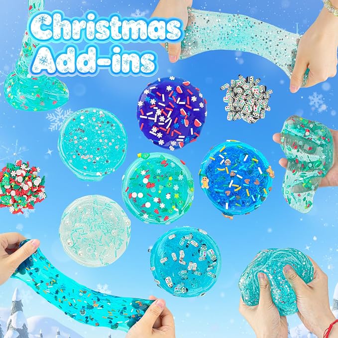 6 Pack Slime Stocking Stuffers, Stocking Stuffers for Kids,Christmas Crafts, Kids Crafts Snowman DIY Kit,Crafts Xmas Gift