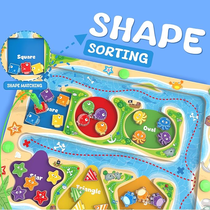 MTYOKILN Magnetic Color & Shape Maze - Montessori Toys for 3 4 5 Year Old | Color and Shape Sorting Toy, Montessori Toys for Kids Boys Girls Gifts Ages 3+, Preschool Learning Activities