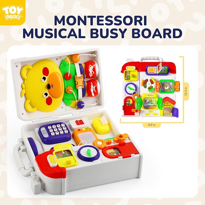 TOY Life Toddler Montessori Busy Board for 1-2 Year Old, 20‑in‑1 Baby Musical Toddler Toys, Early Educational Baby Montessori Toys for Toddler 1‑3, Easter Birthday Gift for 1+ Year Old Boys Girls