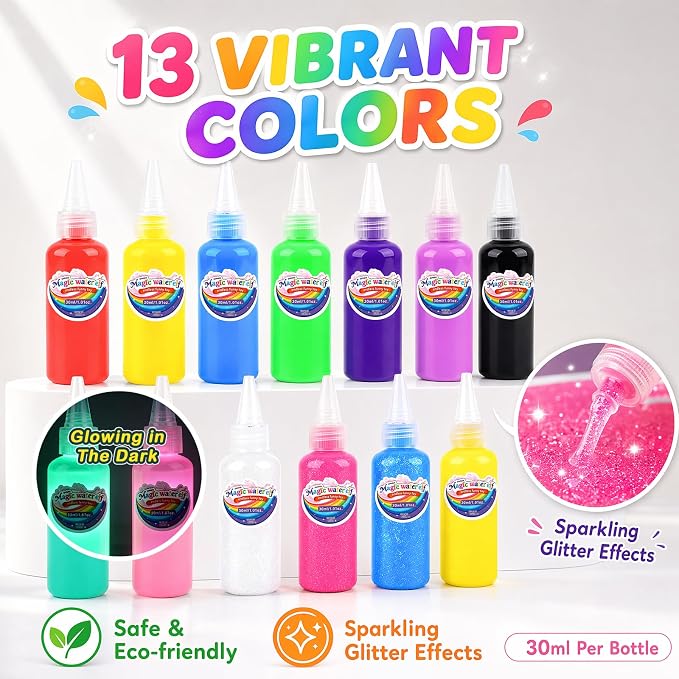 Louseadon Magic Water Elf Toy Kit for Kids, 13 Colors Magic Gel & 8 Molds, Make Your Own Water Pets, DIY Squishy Maker Set, Sensory Craft Toy, Party Favors & Gifts for Boys & Girls, Ages 3+