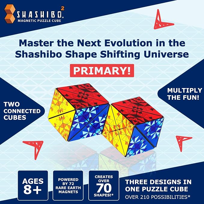 Shashibo ICOSA XL Magnetic Puzzle Toy, Stress Relief Fidget Toy | 200+ Possible Shapes, Sensory Fidget Toy For Adults & Kids, Fun Shape Shifting Puzzle Toy For All Ages