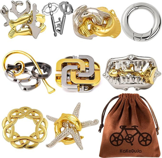9pcs Metal Puzzle for Adult Disentanglement Puzzles Lock Gift for Adults