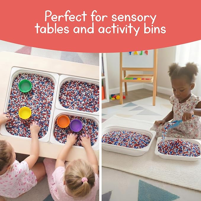 Red White and Blue Sensory Play Rice for Kids, 2 lbs – Patriotic Sensory Bin Filler for Scooping, Pouring, Sorting & Creative Play – Perfect for Sensory Tables and Fine Motor Play – Ages 3+