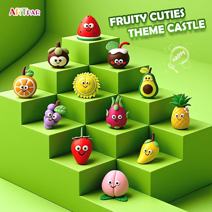 ARTPAR Air Dry Clay Kit for Kids - 12 Fruit DIY Modeling Magic Clay Sets | Soft & Non-Sticky with Tools & Tutorials, Fun Playset Kitchen Toys Fit Classroom Arts & Crafts Activities,Party Favors Gifts