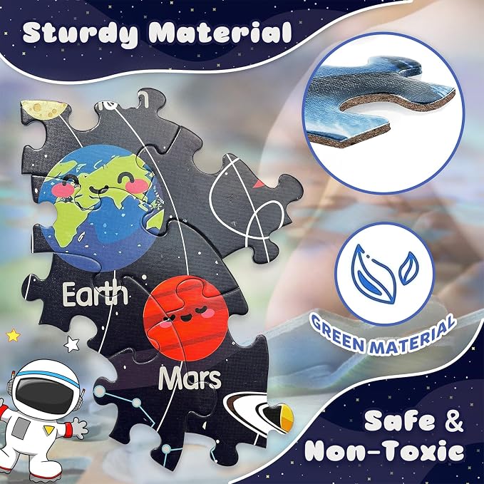 TALGIC Puzzles for Kids Ages 4-6 with Solar System Planets, 70 Piece | Round Kids Floor Puzzles, Educational Toy, Gift for 5 Year Old Boys Girls, Large Jigsaw Puzzles for Kids 3 4 5 6 7 8