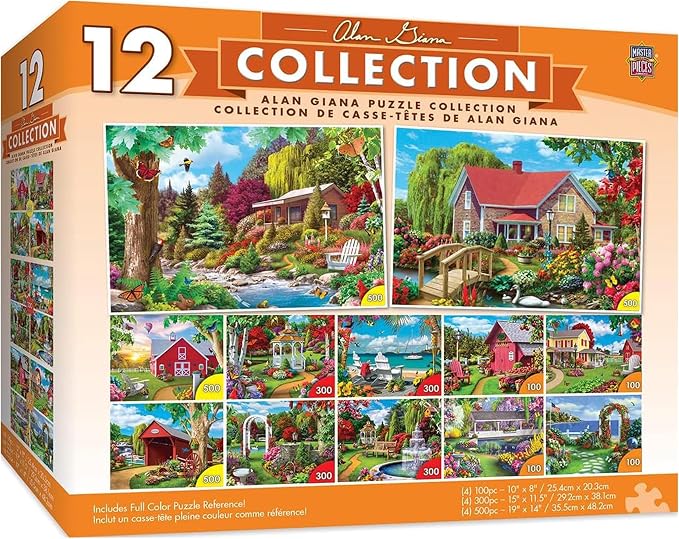 MasterPieces Jigsaw Puzzle 12-Pack Bundle Set, Folk Art by Alan Giana, Multi-Pack for Adults & Kids, Eco-Friendly