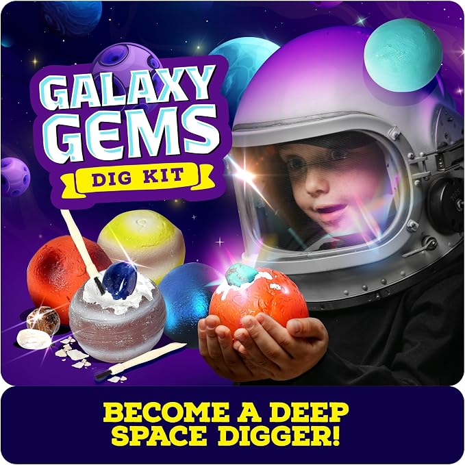 Galaxy Gem Dig Kit for Kids - Gemstones Digging Science Kits for Kids | Gifts for 6 7 8 9 10 11 Year Old Boys & Girls - Planet Space Toys for Ages 8-10 STEM for Boy & Girl Age 6-7, 6-8, 8-10