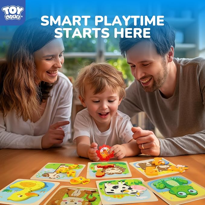 TOY Life Toddler Puzzles Ages 2-4, Wooden Puzzles for Toddlers 1-3, 7 Pcs Animals Puzzle 2 Year Old, Montessori Toddler Boys Girls Toys 2-3, Educational Gift Learning Toys for 2 Year Old