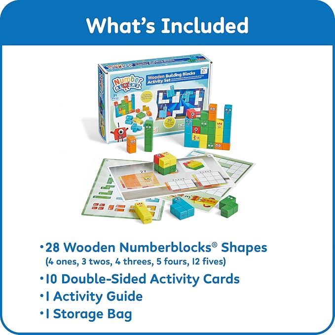 hand2mind Numberblocks Wooden Building Blocks Activity Set, Wood Stacking Toy, Counting Blocks, Numbers for Toddlers, Math Games, Preschool Learning Activities,Birthday Gift, 39 Pieces