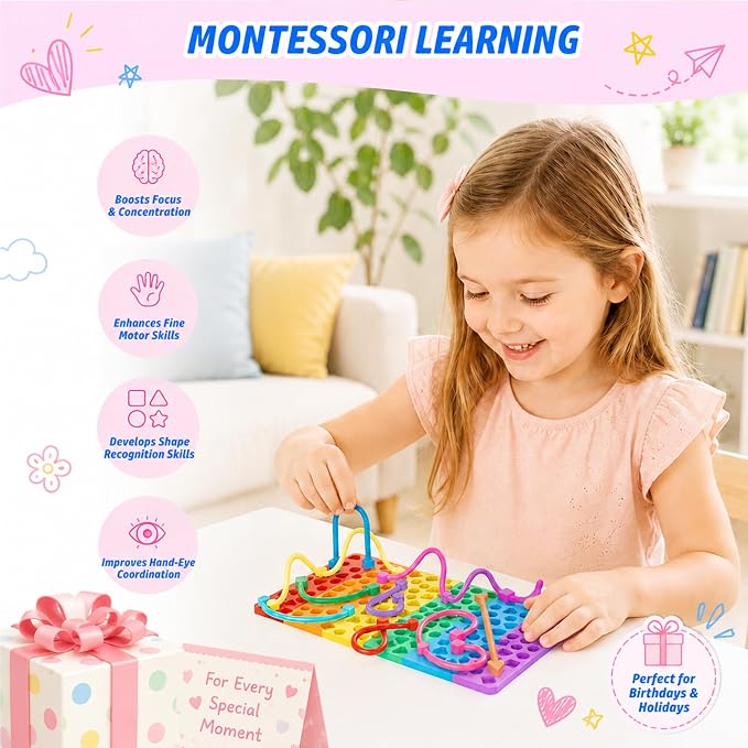 Sensory Activity Board, Fidget Toys for Kids & Adults with Shape Matching, Quiet Busy Board for Travel, Airplane, Car & Classroom, Calming Sensory Toy for Focus & Relaxation, Autism & ADHD Support