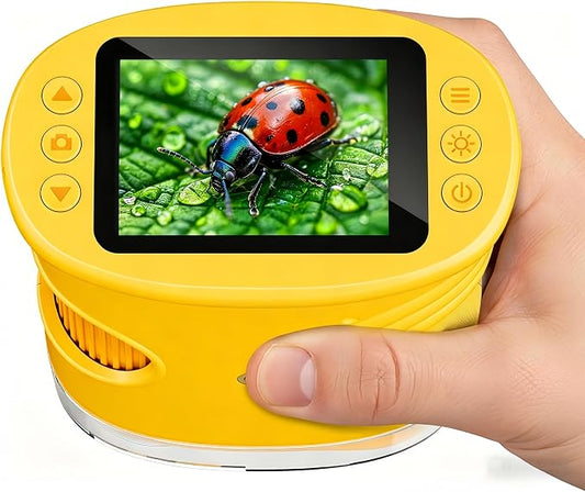 1000X Handheld Microscope, Wonder Quest Kids Digital Magnifying Glass, 4K 2.0" Screen, Portable Mini Pocket Microscope for Home School Lab, 2MP Camera, USB Export (Orange)