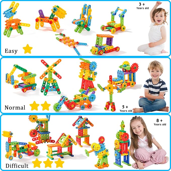 KUTOI Screw Building Blocks - 92 Pcs Kids Games - Sensory Construction Toy - STEM Toy for Preschool Learning Activities ， Perfect Educational Building Toys for Boys and Girls 3 Above