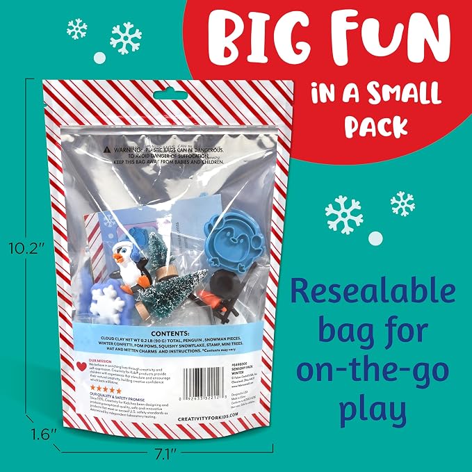 Creativity for Kids Sensory Pack: Winter - Toddler Christmas Crafts | Holiday Crafts for Kids| Sensory Toys for Toddlers, Travel Toys and Stocking Stuffers for Kids (Ages 3+)
