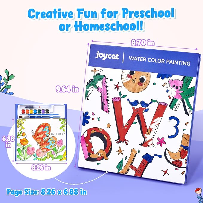 JoyCat Paint with Water Coloring Books for Toddlers (Alphabet) | Watercolor Painting Set for Kids Ages 3-5 & 4-8, Arts & Crafts Drawing Activity Travel Toy, Birthday Gifts for Boys & Girls