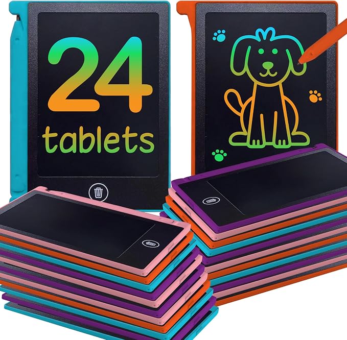 Playtapus Mini LCD Writing Tablet for Kids, 24 Pack – 4.5" Reusable Doodle Boards, Non-Candy Party Favors, Goodie Bag Fillers, Classroom Prizes, Screen-Free Travel Toys for Boys & Girls Ages 3-8