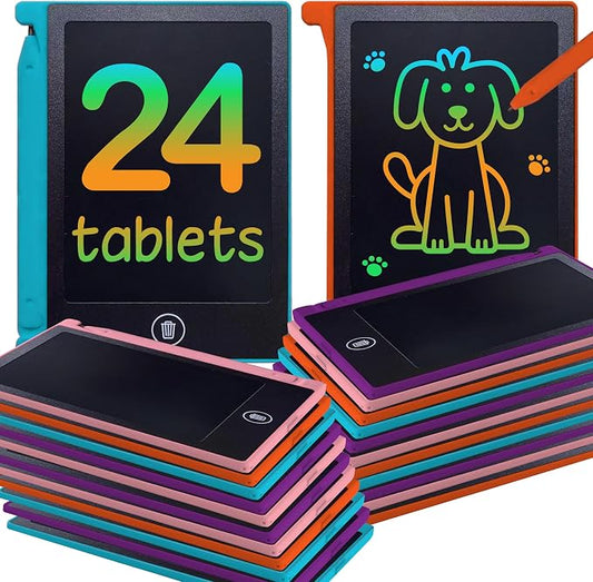Playtapus Mini LCD Writing Tablet for Kids, 24 Pack – 4.5" Reusable Doodle Boards, Non-Candy Party Favors, Goodie Bag Fillers, Classroom Prizes, Screen-Free Travel Toys for Boys & Girls Ages 3-8