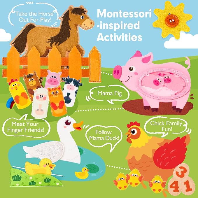 hahaland Busy Book for Toddlers 1-3 - Farm Animals Busy Board 1 Year Old | hahaland Busy Book for Toddlers 1-3 - Farm Animals Busy Board 1 Year Old