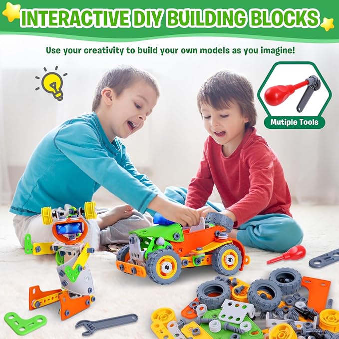 164 PCS Building Toys for Kids Ages 4-8 8-12, Educational STEM Activities, Erector Set Building Blocks, Construction Creative Games for Boys and Girls