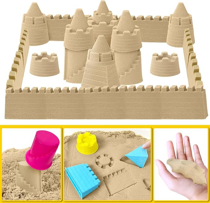 ESSENSON Construction Sensory Bin for Kids - 4LBS Magical Sand | Play Sand Kit with Toy Truck, Pretend Play Beach Sensory Toy, Sandbox, Gifts for Girls and Boys