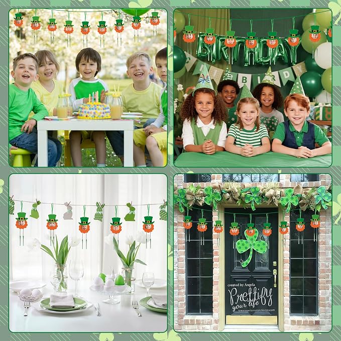 Fennoral 12 Pack St. Patrick's Day Craft Kits for Kids Make You Own Patrick's Day Picture Frame Wind Chime Kit Wooden DIY Coloring Art and Craft for Irish Classroom Art Activity Patrick's Decoration