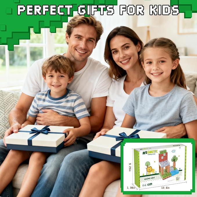Magnetic Blocks 103PCS 1 inch Magnetic Building Blocks, Magnet Tiles Stacking Cubes Toy for Kids Build Forest World Set, STEM Game Toys for Boys Girls Age 3 4 5 6 7 8 Year Old Christmas Birthday Gifts