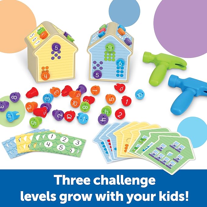 Learning Resources Number Nails Activity Set - Math Manipulatives for Preschoolers Games, Counting Hammer Toy, STEM Fine Motor Skills, Kindergarten Educational Activities, Gifts for Boys and Girls | Math Manipulatives for Preschoolers, Fine Motor Skill...
