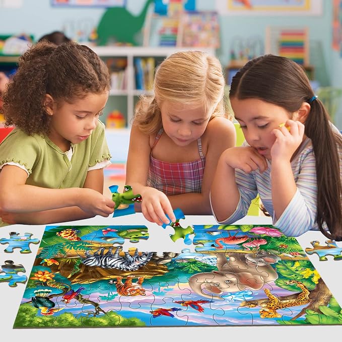 Puzzles for Kids Ages 4-6 – 2 x 60 Pieces Ocean & Forest Animals | Puzzles for Kids Ages 3-5 6-8, Educational Learning Animals Toys, Gift for Boys and Girls