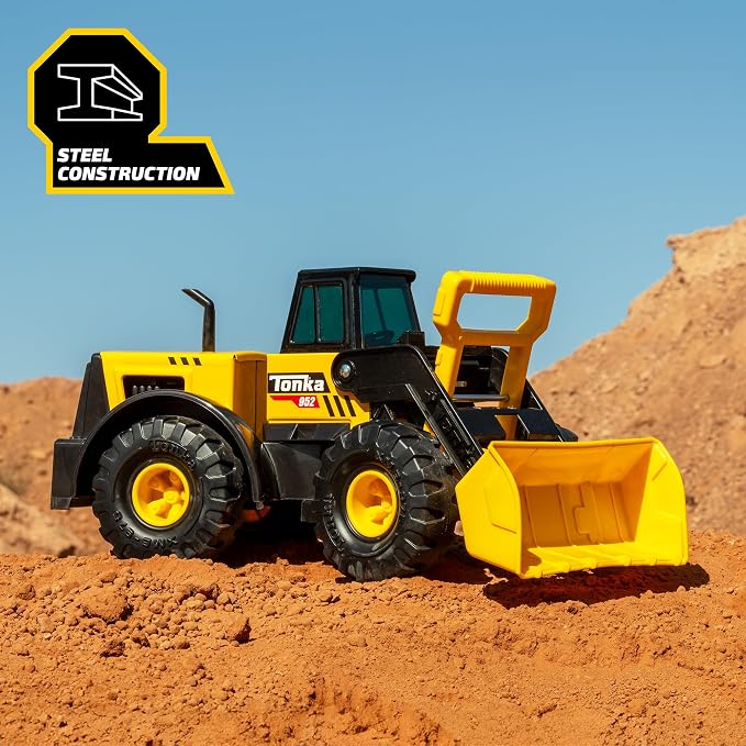 Tonka Steel Classics Front Loader - Made with Steel & Sturdy Plastic, Yellow Toy Construction Truck, Boys and Girls, Kids, Toddlers, Ages 3+